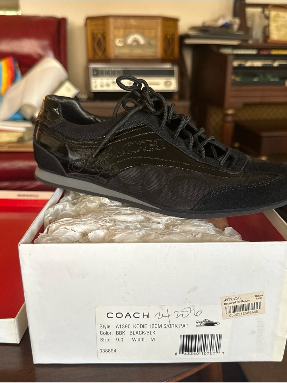 Coach Men’s Kodie Black Leather & Textile Sneaker